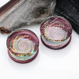 Detail View 1 of A Pair of Black Galaxy Milky Way Glass Double Flared Plug