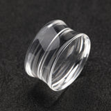 Detail View 1 of A Pair of Basic UV Acrylic Double Flared Ear Gauge Plug-Clear Gem