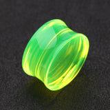Detail View 1 of A Pair of Basic UV Acrylic Double Flared Ear Gauge Plug-Green