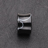 Detail View 2 of A Pair of Marble Swirl Acrylic Double Flared Ear Gauge Plug-Black