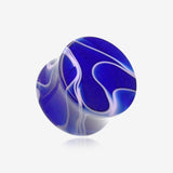 A Pair of Marble Swirl Acrylic Double Flared Ear Gauge Plug