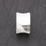 Detail View 2 of A Pair of Marble Swirl Acrylic Double Flared Ear Gauge Plug-Clear Gem