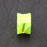 Detail View 2 of A Pair of Marble Swirl Acrylic Double Flared Ear Gauge Plug-Green