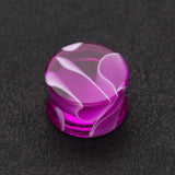 Detail View 1 of A Pair of Marble Swirl Acrylic Double Flared Ear Gauge Plug-Purple
