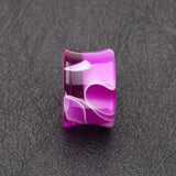 Detail View 2 of A Pair of Marble Swirl Acrylic Double Flared Ear Gauge Plug-Purple