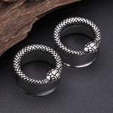 Detail View 1 of A Pair of Vicious Serpent Snake Ear Gauge Tunnel Plug-Steel