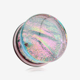 A Pair of Dichroic Glass Purple Rainbow Iridescent Double Flared Plug