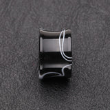Detail View 2 of A Pair of Marble Swirl Acrylic Double Flared Ear Gauge Tunnel Plug-Black