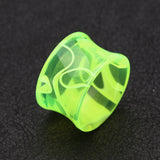 Detail View 1 of A Pair of Marble Swirl Acrylic Double Flared Ear Gauge Tunnel Plug-Green