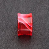 Detail View 2 of A Pair of Marble Swirl Acrylic Double Flared Ear Gauge Tunnel Plug-Red