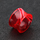 Detail View 1 of A Pair of Marble Swirl Acrylic Double Flared Ear Gauge Tunnel Plug-Red