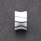 Detail View 2 of A Pair of Marble Swirl Acrylic Double Flared Ear Gauge Tunnel Plug-White
