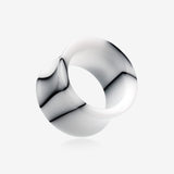 A Pair of Marble Swirl Acrylic Double Flared Ear Gauge Tunnel Plug-White