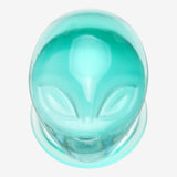 Detail View 3 of A Pair of Green Alien Head Glass Double Flare Plugs