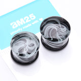 Detail View 3 of A Pair of Deco Art Swirlesque Glass Double Flared Plug-Black/White