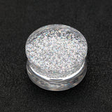 Detail View 1 of A Pair of Ultra Shine Glittered Double Flared Acrylic Ear Gauge Plug-Aurora Borealis