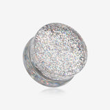 A Pair of Ultra Shine Glittered Double Flared Acrylic Ear Gauge Plug-Aurora Borealis