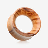 A Pair of Olive Wood Organic Double Flared Tunnel Plug