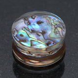 Detail View 1 of A Pair of Abalone Inlay Double Flared Ear Gauge Plug-Green