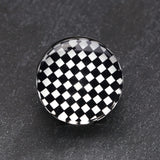 Detail View 2 of A Pair of Classic Checker Inlay Double Flared Ear Gauge Plug-Black