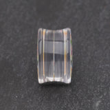 Detail View 3 of A Pair of Classic Checker Inlay Double Flared Ear Gauge Plug-Rainbow