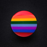 Detail View 2 of A Pair of Rainbow Stripe Double Flared Ear Gauge Plug-Rainbow/Multi-Color