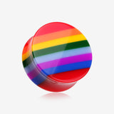 A Pair of Rainbow Stripe Double Flared Ear Gauge Plug