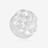 A Pair of Marble Checker Double Flared Ear Gauge Plug