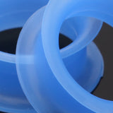 Detail View 4 of A Pair of Ultra Thin Flexible Silicone Ear Skin Double Flared Tunnel Plug-Blue