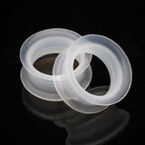 Detail View 1 of A Pair of Ultra Thin Flexible Silicone Ear Skin Double Flared Tunnel Plug-Clear Gem