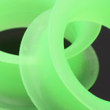 Detail View 4 of A Pair of Ultra Thin Flexible Silicone Ear Skin Double Flared Tunnel Plug-Green