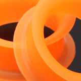 Detail View 4 of A Pair of Ultra Thin Flexible Silicone Ear Skin Double Flared Tunnel Plug-Orange