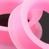 Detail View 4 of A Pair of Ultra Thin Flexible Silicone Ear Skin Double Flared Tunnel Plug-Pink