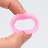 Detail View 2 of A Pair of Ultra Thin Flexible Silicone Ear Skin Double Flared Tunnel Plug-Pink