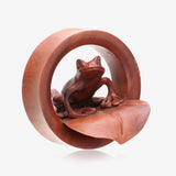 A Pair of Amazon Tree Frog Organic Sabo Wood Ear Gauge Plug