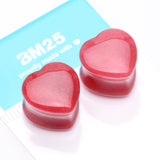 Detail View 3 of A Pair of Red Jade Heart Stone Double Flared Plug