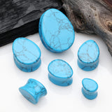 Detail View 2 of A Pair of Turquoise Stone Teardrop Double Flared Plug