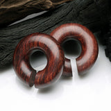 Detail View 1 of A Pair Of Dark Tamarind Wood Hoop Hanger Plug