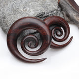 Detail View 1 of A Pair of Dark Tamarind Wood Super Spiral Hanger Plug