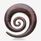 A Pair of Dark Tamarind Wood Super Spiral Hanger Plug