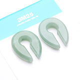 Detail View 2 of A Pair of Green Jade Aventurine Stone Keyhole Ear Weight Gauge Hanger
