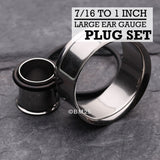 7/16" to 1 inch Single Flared Steel Ear Gauge Plug Set