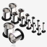 12 to 00 Gauge Single Flared Steel Ear Gauge Plug Set