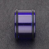 Detail View 2 of A Pair of Basic UV Acrylic No Flare Regs Ear Gauge Tunnel Plug-Blue