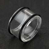 Detail View 1 of A Pair of Basic UV Acrylic No Flare Regs Ear Gauge Tunnel Plug-Clear Gem