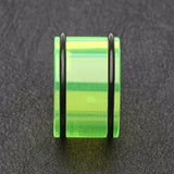 Detail View 2 of A Pair of Basic UV Acrylic No Flare Regs Ear Gauge Tunnel Plug-Green