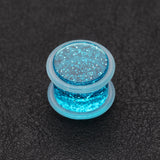 Detail View 1 of A Pair of Glitter Shimmer Acrylic Regs Ear Gauge Plug-Blue