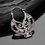 Detail View 2 of A Pair of Enchanted Royal Bali Filigree White Brass Plug Hoop Earring