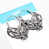 Detail View 4 of A Pair of Enchanted Royal Bali Filigree White Brass Plug Hoop Earring