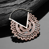 Detail View 2 of A Pair of Vintage Bali Warrior Emblem Copper Plug Hoop Earring